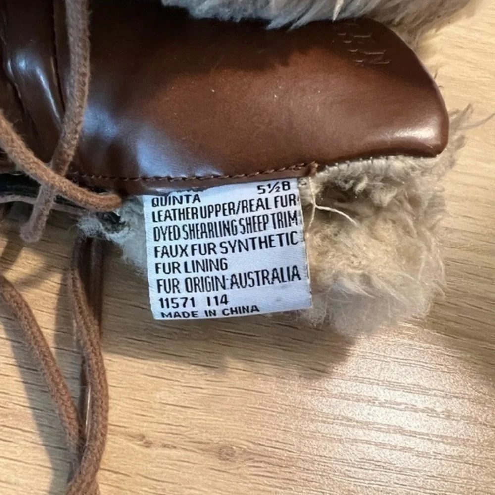 Ralph Lauren‎ Quinta Tan Brown Leather Shearling Mid Calf Winter Boots